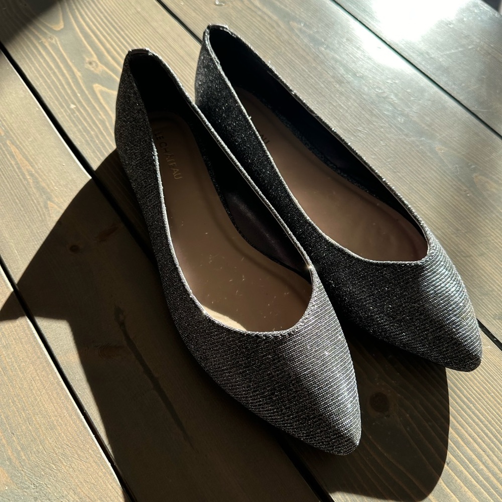 Le chateau flats. Silver. Never worn.  Size 7.5.